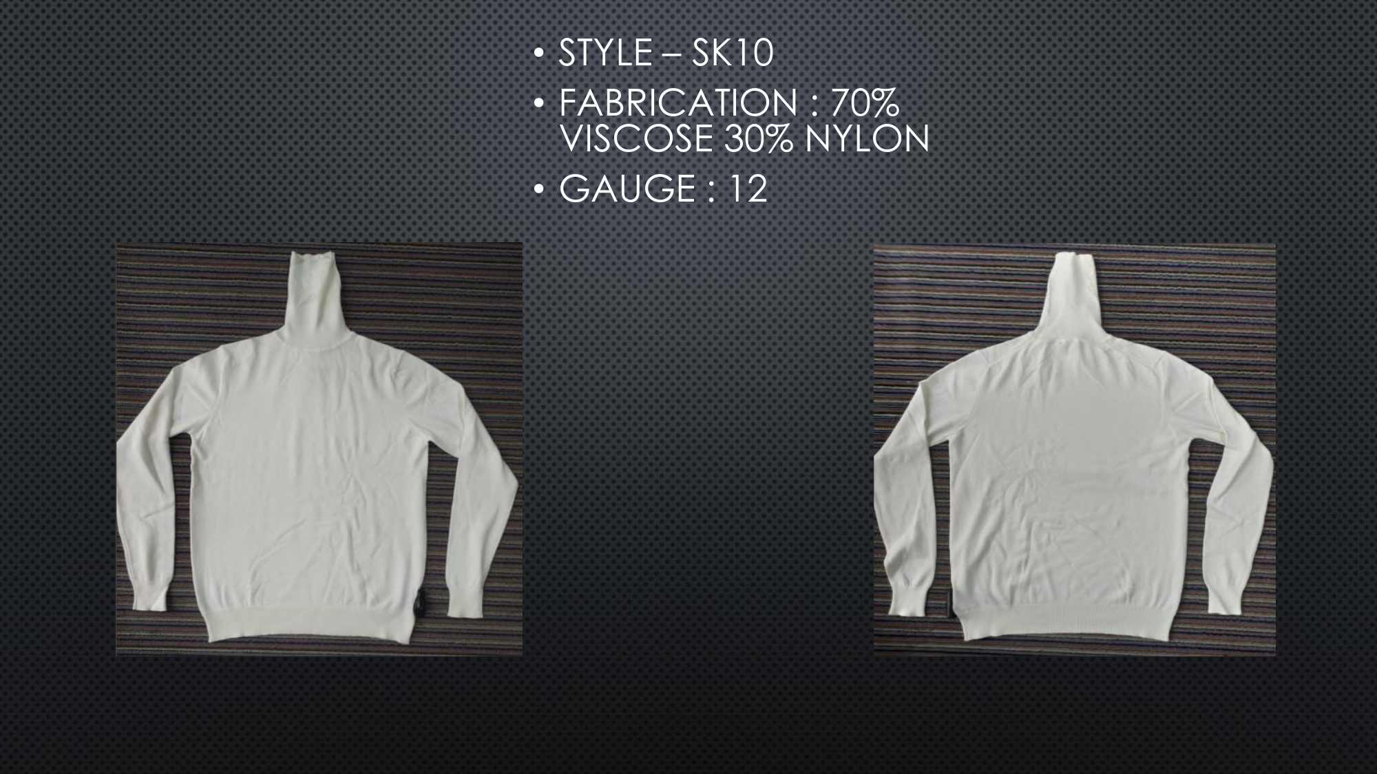 Custom clothing supplier sample for client order